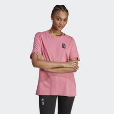 Rückansicht von adidas Juventus Turin T-Shirt Fanshirt Damen Rose Tone