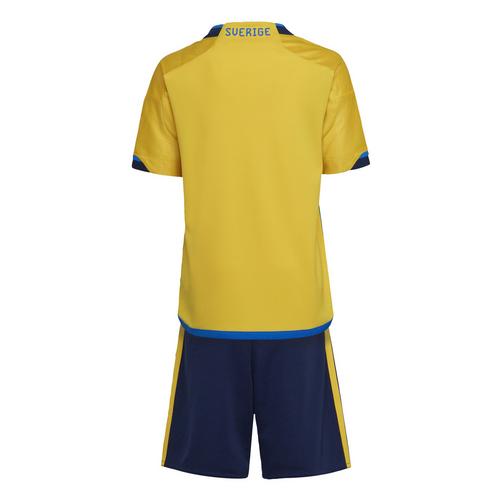Rückansicht von adidas Schweden 22 Mini-Heimausrüstung Fußballtrikot Kinder Eqt Yellow