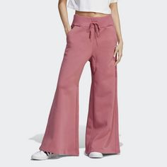 Rückansicht von adidas Lounge Fleece Wide Hose Trainingshose Damen Pink Strata