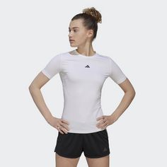 Rückansicht von adidas Techfit Training T-Shirt T-Shirt Damen White / Black