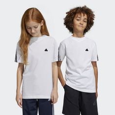 Rückansicht von adidas Future Icons 3-Streifen T-Shirt T-Shirt Kinder White / Black