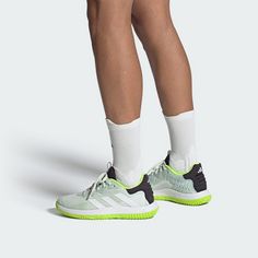 Rückansicht von adidas SoleMatch Control Tennisschuh Hallenschuhe Damen Crystal Jade / Cloud White / Lucid Lemon
