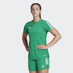 Rückansicht von adidas Tiro 23 League Trikot Fußballtrikot Damen Team Green / White