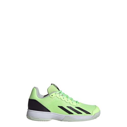 Rückansicht von adidas Courtflash Tennisschuh Sneaker Kinder Green Spark / Aurora Black / Lucid Lemon