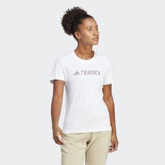 Rückansicht von adidas TERREX Classic Logo T-Shirt Funktionsshirt Damen White