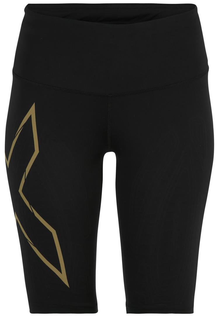 2XU 2XU Light Speed Mid-Rise Comp Funktionsshorts Damen - black-gold reflective - 0 | SportScheck