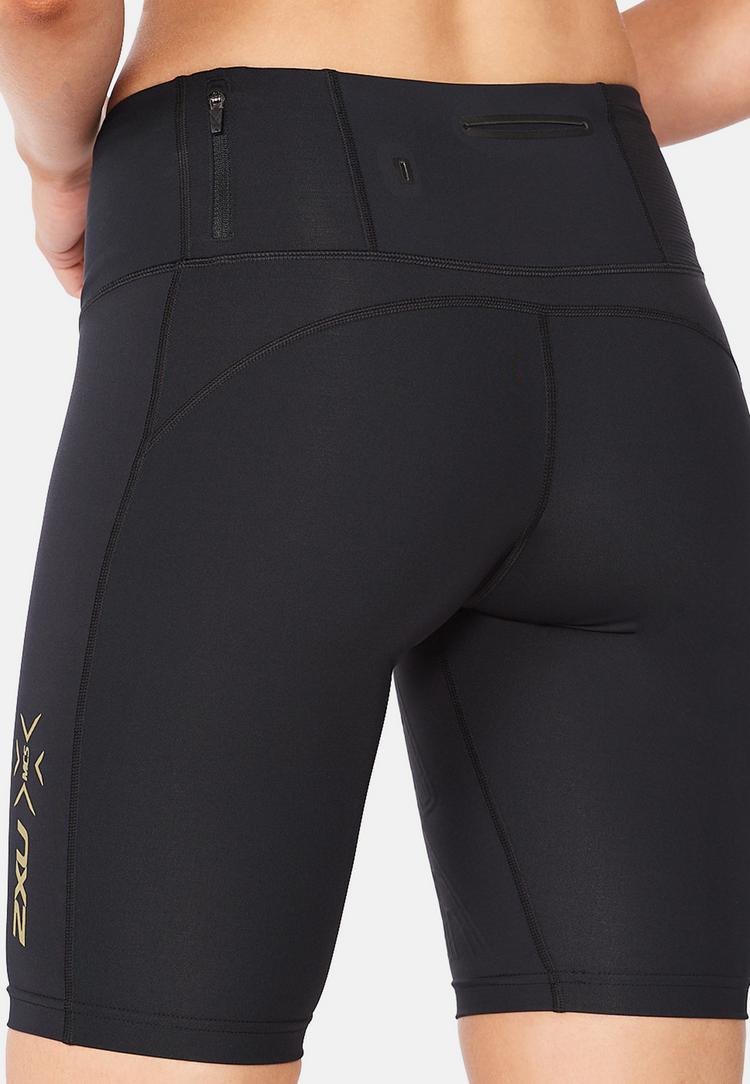 2XU 2XU Light Speed Mid-Rise Comp Funktionsshorts Damen - black-gold reflective - 3 | SportScheck