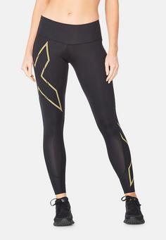 Rückansicht von 2XU Light Speed Mid-Rise Comp Tights Damen black-gold reflective