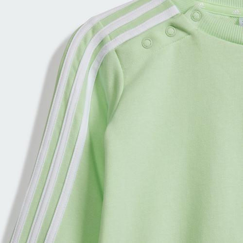 Rückansicht von adidas Essentials 3-Streifen Kids Jogginganzug Trainingsanzug Kinder Semi Green Spark / White