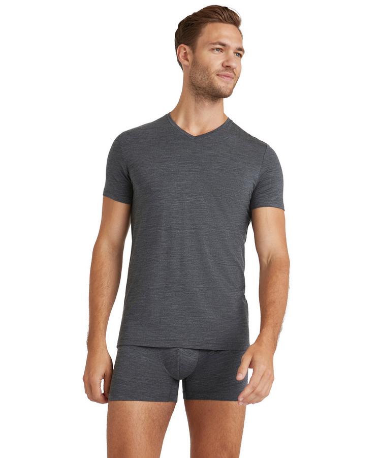 Falke Falke UW T-Shirt V-Neck WO/CLY m Unterhemd Herren - dark grey -heather (3278) - 0 | SportScheck