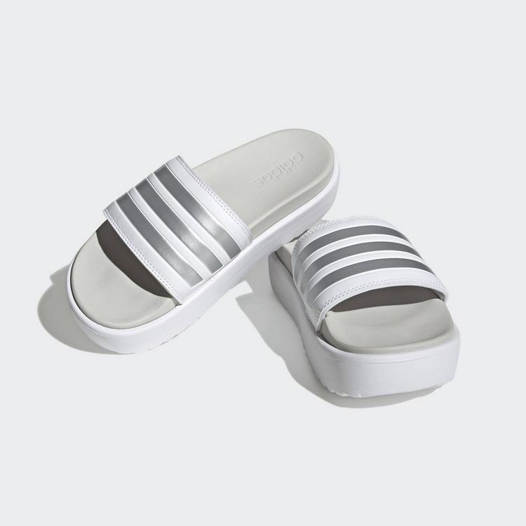 adidas adidas Adilette Platform Badelatschen Damen - ftwr white-zero metallic-grey one - 3 | SportScheck