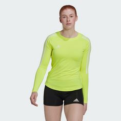 Rückansicht von adidas HILO Longsleeve Langarmshirt Damen Team Solar Yellow