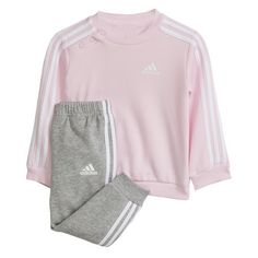 adidas Essentials 3-Streifen Kids Jogginganzug Trainingsanzug Kinder Clear Pink / White