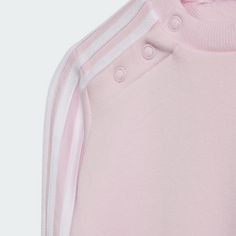 Rückansicht von adidas Essentials 3-Streifen Kids Jogginganzug Trainingsanzug Kinder Clear Pink / White