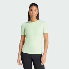 Rückansicht von adidas Techfit Training T-Shirt T-Shirt Damen Semi Green Spark / White