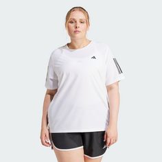 Rückansicht von adidas Own The Run T-Shirt – Große Größen T-Shirt Damen White