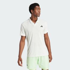 Rückansicht von adidas Tennis Airchill Pro FreeLift Poloshirt T-Shirt Herren Off White / Crystal Jade