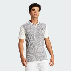 Rückansicht von adidas Tennis Airchill Pro FreeLift Poloshirt T-Shirt Herren Grey Two / Black / Off White