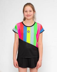 BIDI BADU Colortwist Junior Capsleeve Tennisshirt Kinder Schwarz/mehrfarbig