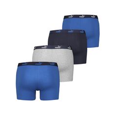 Rückansicht von PUMA Promo Solid Boxer 4er Pack Boxershorts Herren blau
