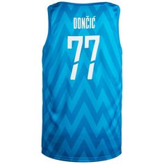 Rückansicht von Nike Slowenien Away Luka Dončić Basketballtrikot Herren blau / weiß