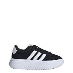 Rückansicht von adidas Grand Court Platform Schuh Sneaker Damen Core Black / Cloud White / Core Black