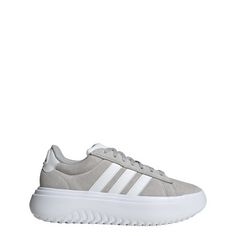 Rückansicht von adidas Grand Court Platform Schuh Sneaker Damen Grey Two / Cloud White / Grey Two