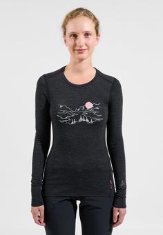 Rückansicht von Odlo MERINO 200 Graphic Funktionsshirt Damen dark grey melange(10734)
