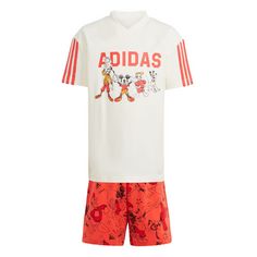 adidas adidas x Disney Micky Maus T-Shirt-Set Trainingsanzug Kinder Off White / Bright Red