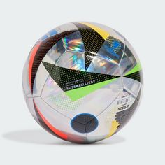 Rückansicht von adidas Fußballliebe Foil Trainingsball Fußball Silver Metallic / Black / Glow Blue