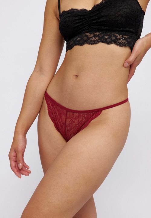 Rückansicht von Snocks G-String String Damen Dunkelrot