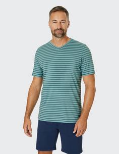 Rückansicht von JOY sportswear JANOSCH T-Shirt Herren lake green stripes
