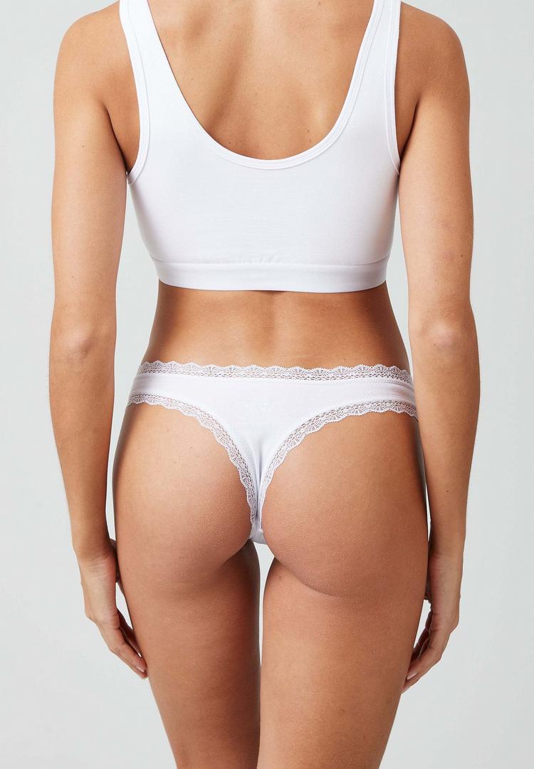 Snocks Snocks Tangas mit Spitze aus Bio-Baumwolle Unterhose Damen - Wei&szlig; - 1 | SportScheck