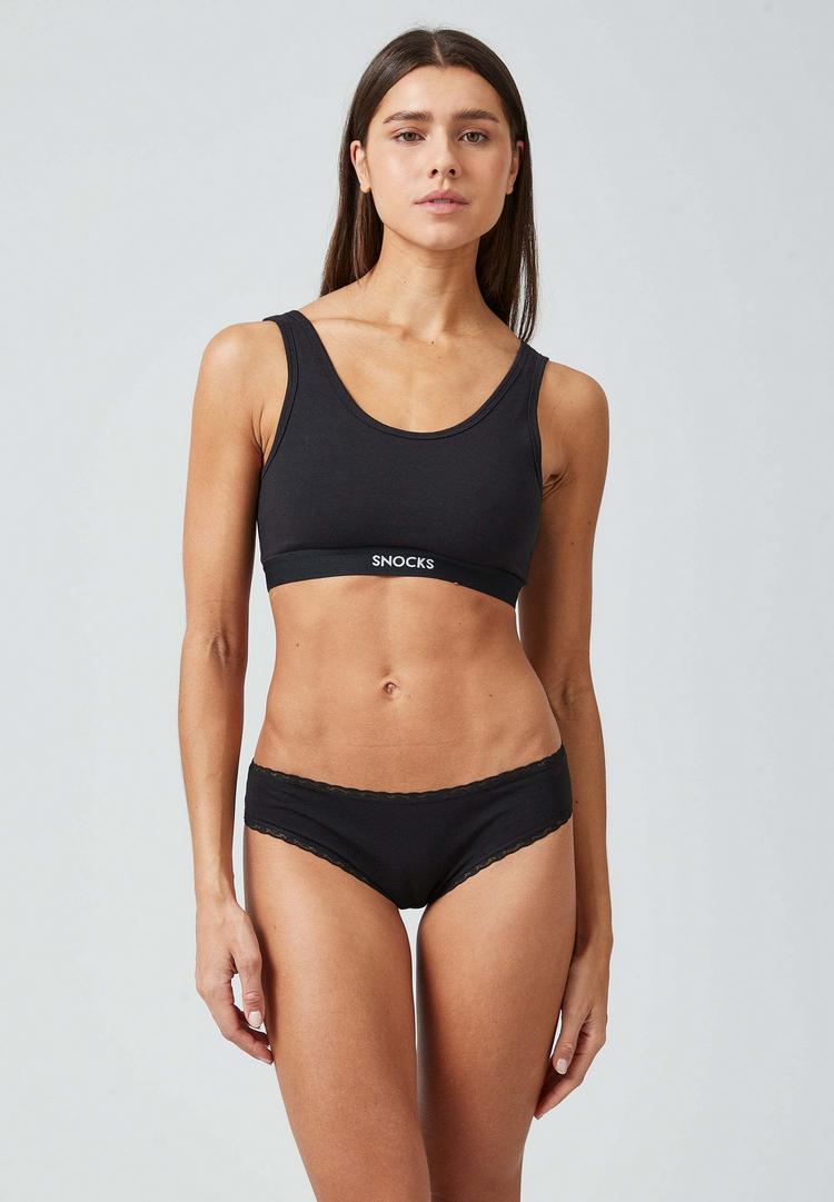 Snocks Snocks Slips mit Spitze aus Bio-Baumwolle Unterhose Damen - Schwarz - 2 | SportScheck