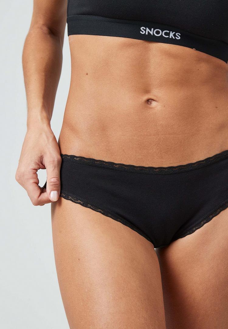 Snocks Snocks Slips mit Spitze aus Bio-Baumwolle Unterhose Damen - Schwarz - 4 | SportScheck