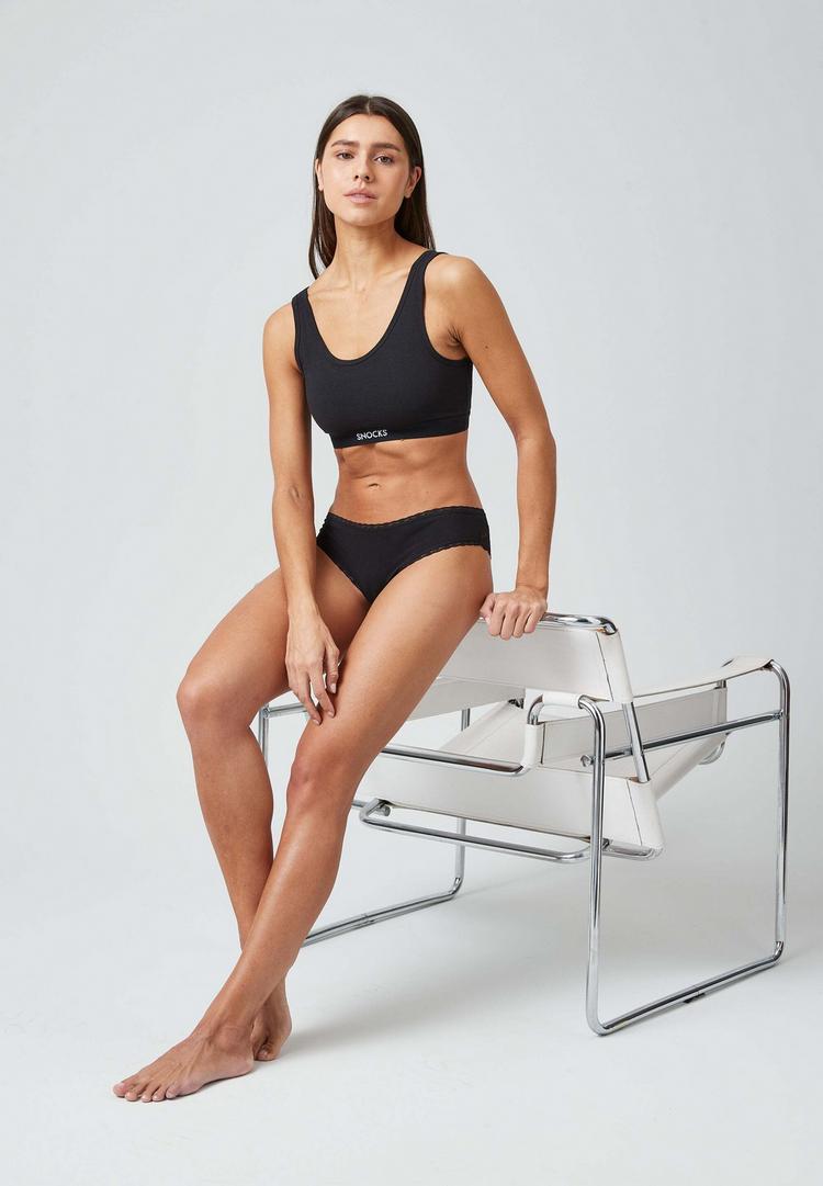 Snocks Snocks Slips mit Spitze aus Bio-Baumwolle Unterhose Damen - Schwarz - 6 | SportScheck