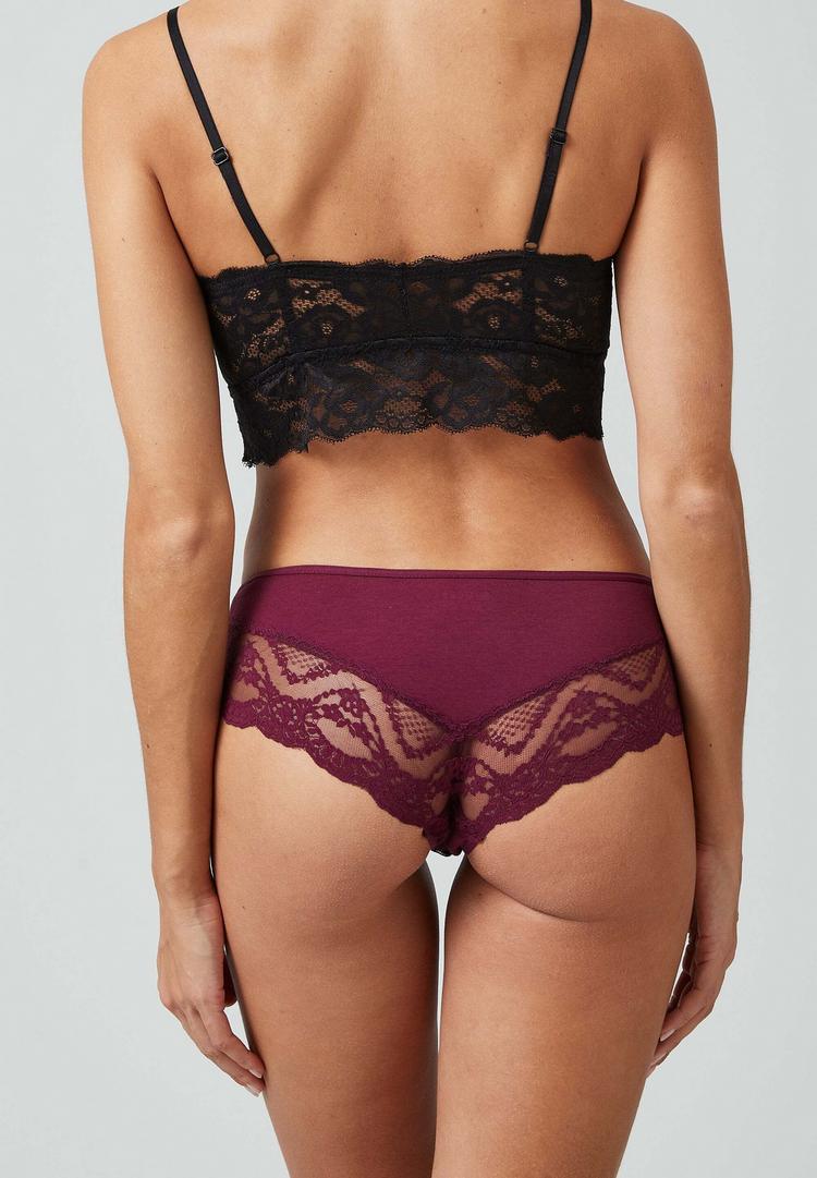 Snocks Snocks Hipster mit Spitze aus Bio-Baumwolle Unterhose Damen - Mix (Mauve/Weinrot/Schwarz) - 1 | SportScheck