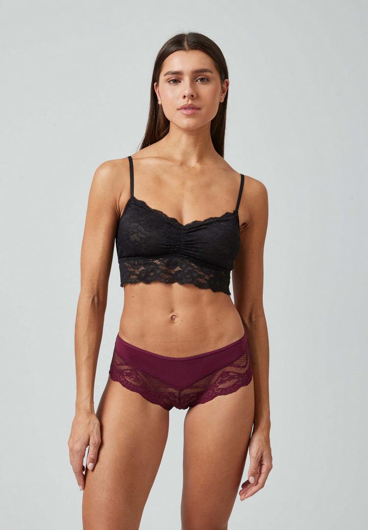 Snocks Snocks Hipster mit Spitze aus Bio-Baumwolle Unterhose Damen - Mix (Mauve/Weinrot/Schwarz) - 2 | SportScheck