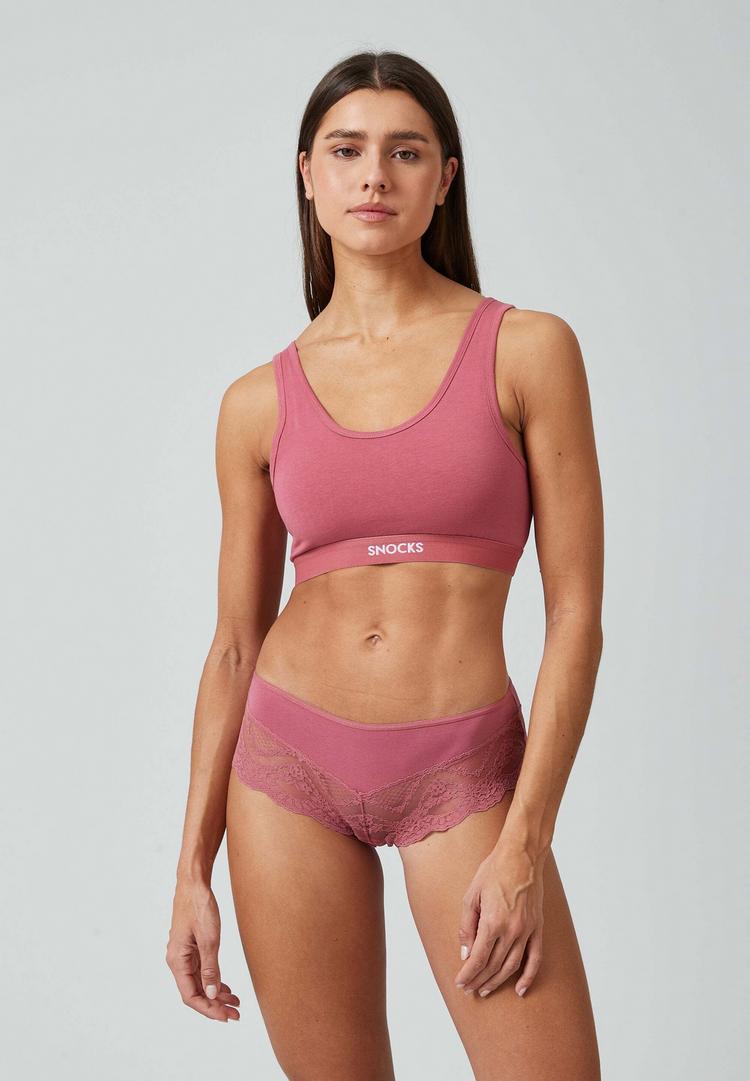 Snocks Snocks Hipster mit Spitze aus Bio-Baumwolle Unterhose Damen - Mix (Mauve/Weinrot/Schwarz) - 5 | SportScheck
