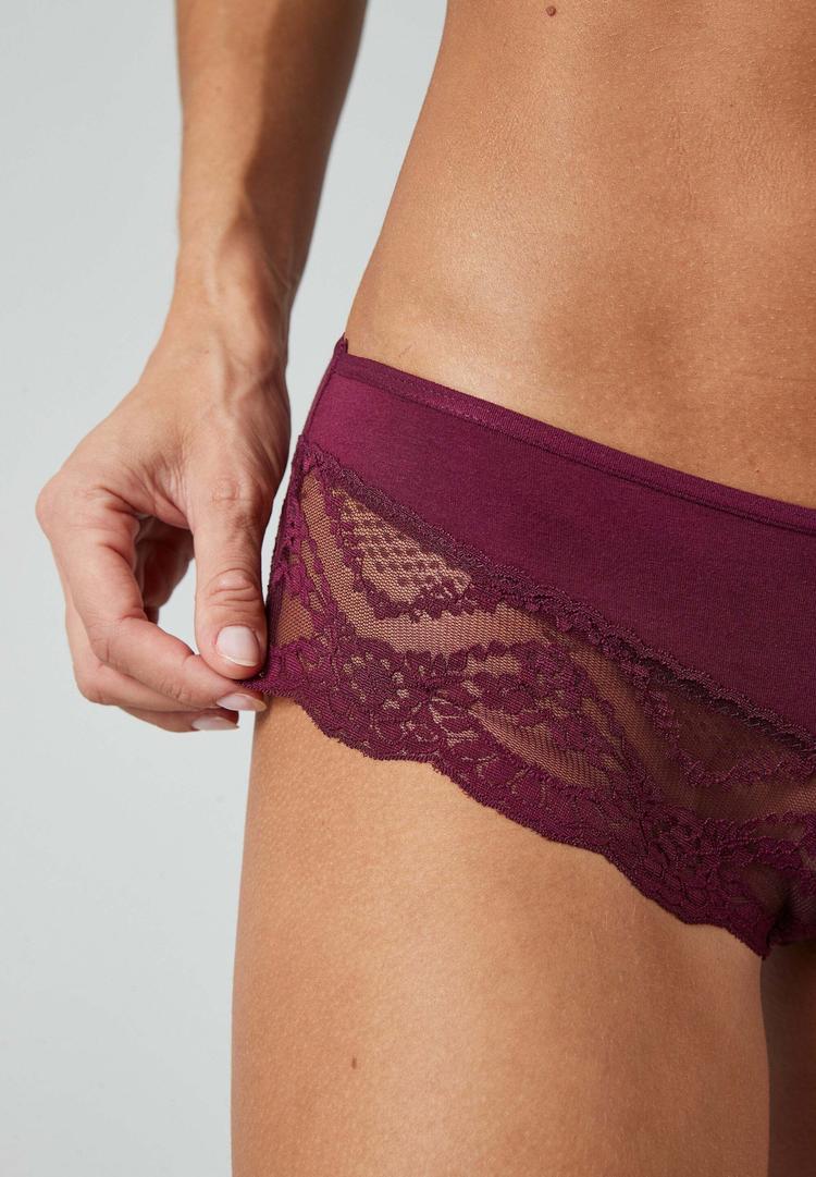 Snocks Snocks Hipster mit Spitze aus Bio-Baumwolle Unterhose Damen - Mix (Mauve/Weinrot/Schwarz) - 6 | SportScheck