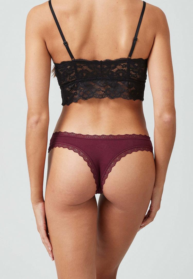 Snocks Snocks Tangas mit Spitze aus Bio-Baumwolle Unterhose Damen - Mix (Mauve/Weinrot/Schwarz) - 1 | SportScheck