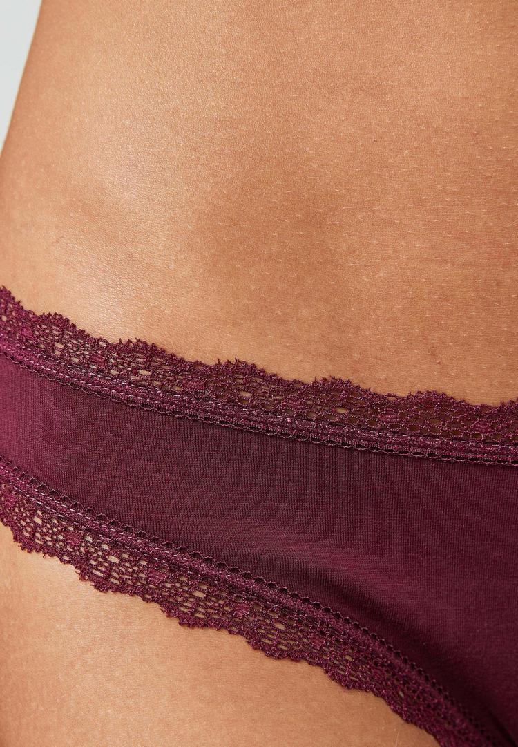 Snocks Snocks Tangas mit Spitze aus Bio-Baumwolle Unterhose Damen - Mix (Mauve/Weinrot/Schwarz) - 5 | SportScheck