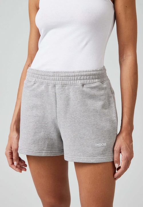 Rückansicht von Snocks Sweatshorts Damen aus 100% Bio-Baumwolle Funktionsshorts Damen Hellgrau