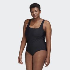 Rückansicht von adidas Iconisea Badeanzug – Große Größen Badeanzug Damen Black