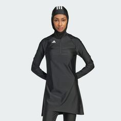 Rückansicht von adidas 3-Streifen Swim Longsleeve Schwimmanzug Damen Black