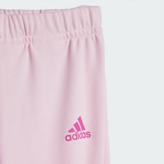 Rückansicht von adidas Essentials Colorblock Kids Jogginganzug Trainingsanzug Kinder Ivory / Semi Lucid Fuchsia / Clear Pink