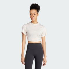 Rückansicht von adidas Yoga Studio Wrapped T-Shirt T-Shirt Damen Putty Mauve / Grey Two