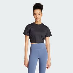 Rückansicht von adidas Yoga Studio Wrapped T-Shirt T-Shirt Damen Black / Grey Six