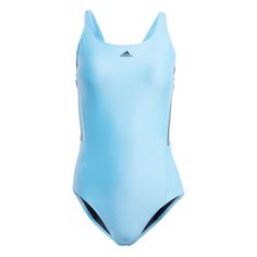 adidas Mid 3-Streifen Badeanzug Badeanzug Damen Semi Flash Aqua