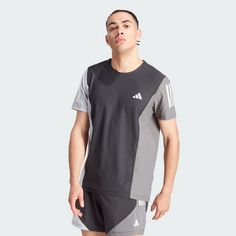 Rückansicht von adidas Own The Run Colorblock T-Shirt T-Shirt Herren Black / Halo Silver / Grey Five
